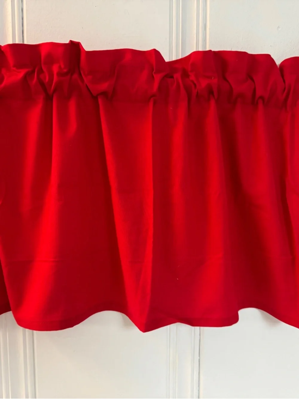 Red Ruffled Curtain Valance